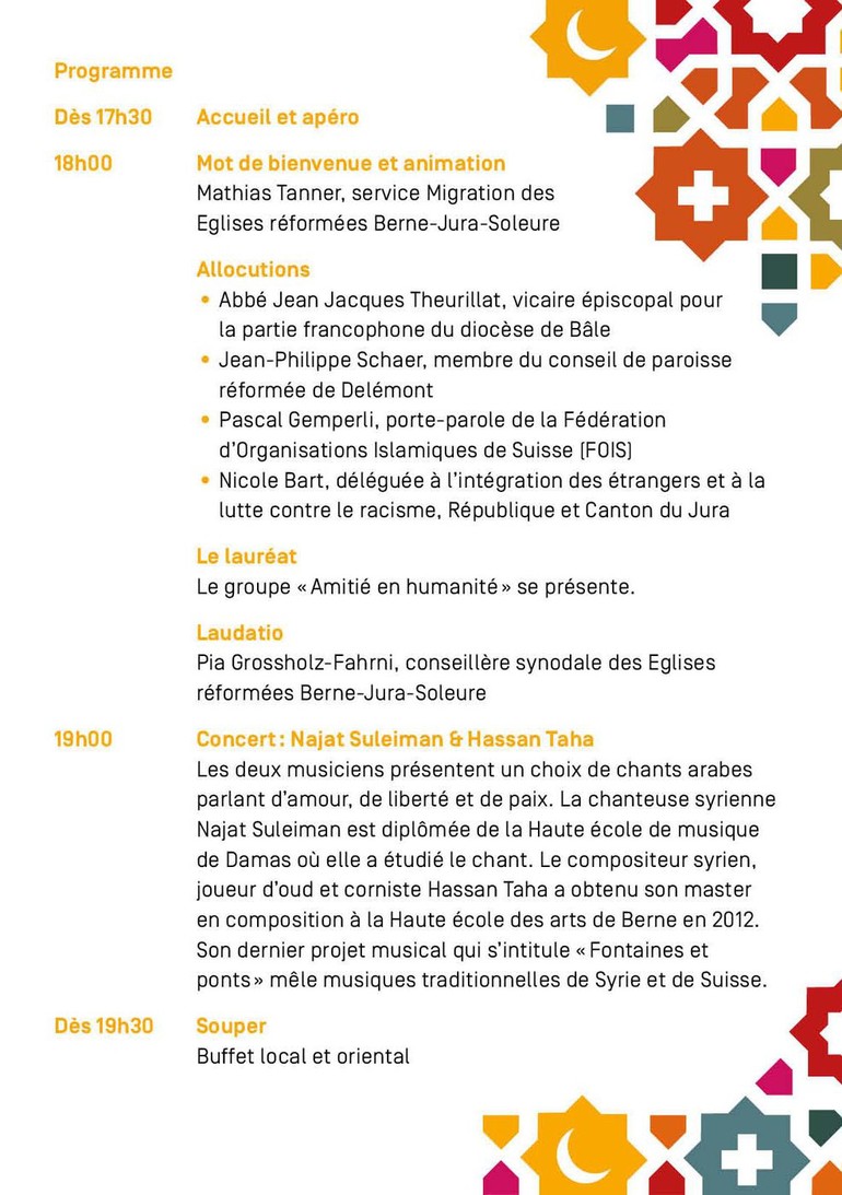 Programme Soirée Amitié en humanité