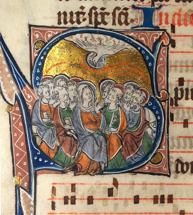 La Pentecôte dans un missel du XIVe siècle.