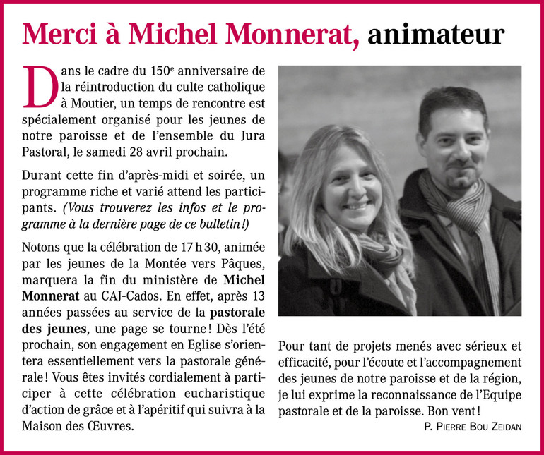 Michel et Nathalie - Le Bulletin - Avril 2012
