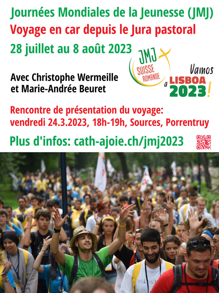 flyer JMJ2023 soirée info cath-ajoie
