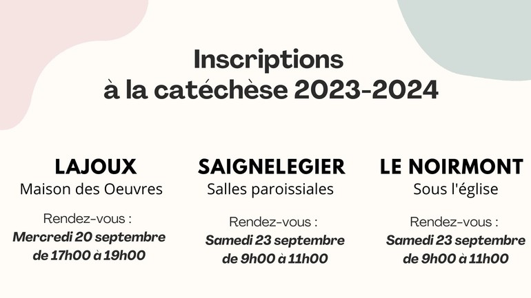 Inscriptions caté