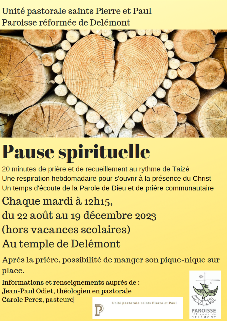 Pause spirituelle 2ème semestre 2023 affiche