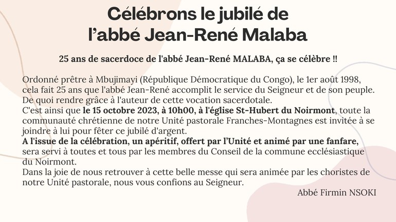 25 ans jubilé abbé Jean-René Malaba