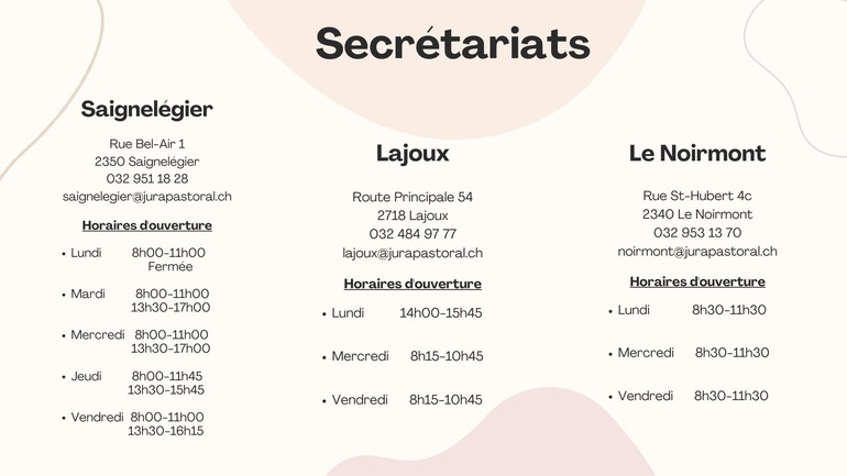 Horaires secrétariats