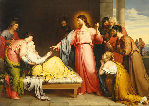 Jésus guérit la belle-mère de Pierre par John Bridges (1839). Wikimedia/libre de droit