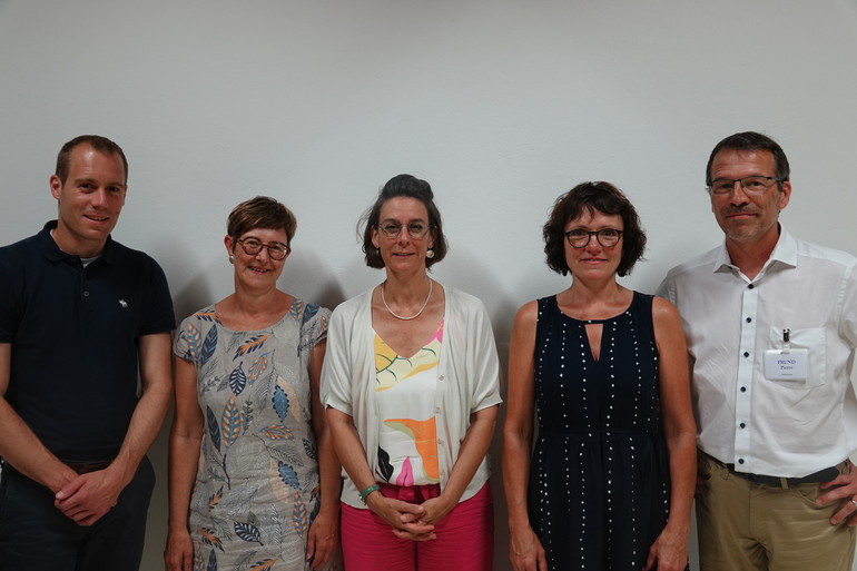 Mme Carole Pelletier des Genevez, Mme Corinne Berret de Alle (Présidente du Conseil), Me Baptiste Allimann de Coutételle, M. Pierre Frund de Delémont (Vice-président du conseil) et Mme Catherine Chetelat de Mervelier (nommée par l’autorité diocésaine)