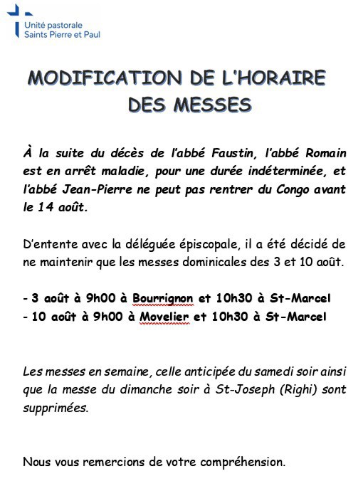 Horaire messes