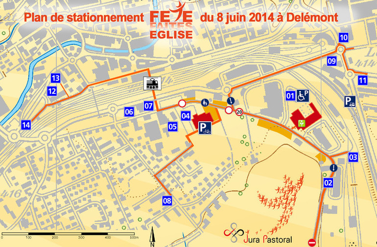 téléchargé le plan des Parking à Delémont