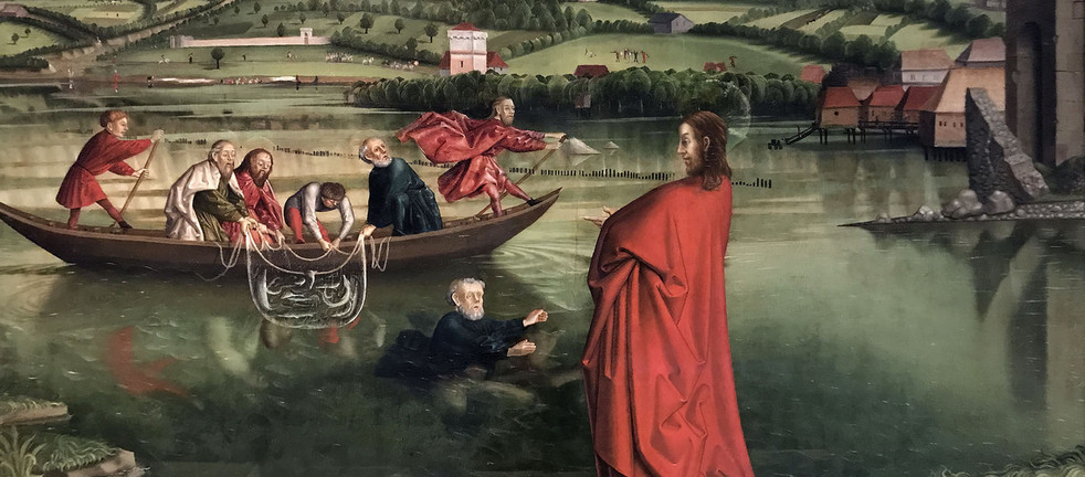 «La pêche miraculeuse», détail. Konrad Witz, 1444, détrempe sur bois. Musée d'art et d'histoire de Genève | Domaine public