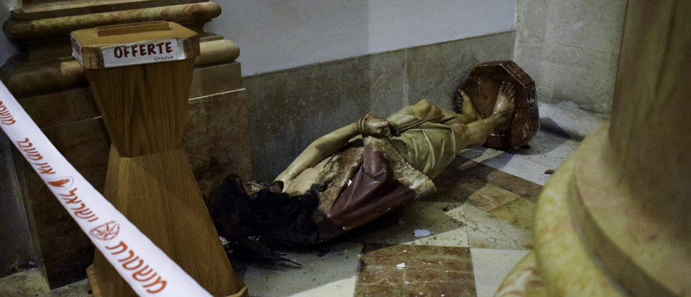 Un juif radical a décroché et brisé une statue de Jésus dans une chapelle du couvent franciscain de la Flagellation à Jérusalem, le 2 février 2023 | © Clémence Levant