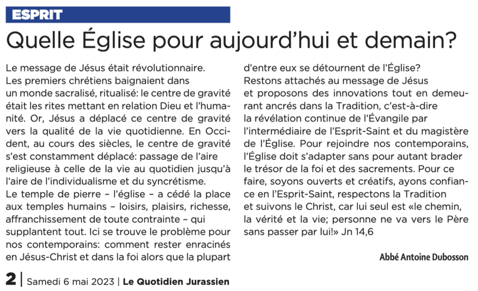 Le Billet d'Antoine DUBOSSON, LQJ du 06-05-2023