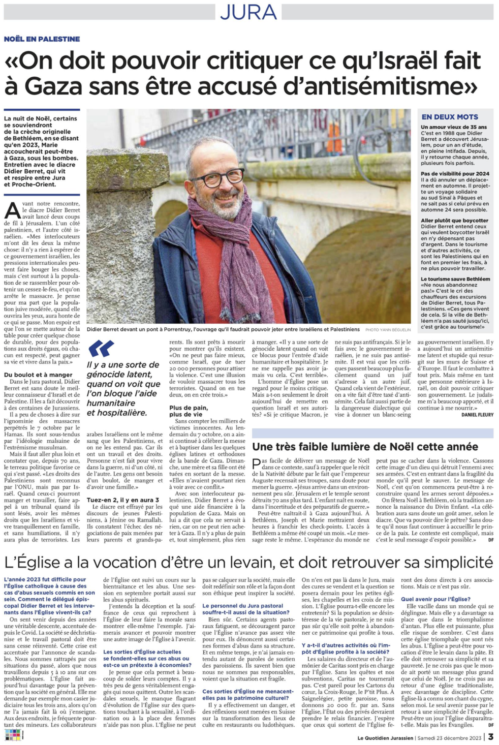 Article avec Didier Berret, LQJ 23.12.23