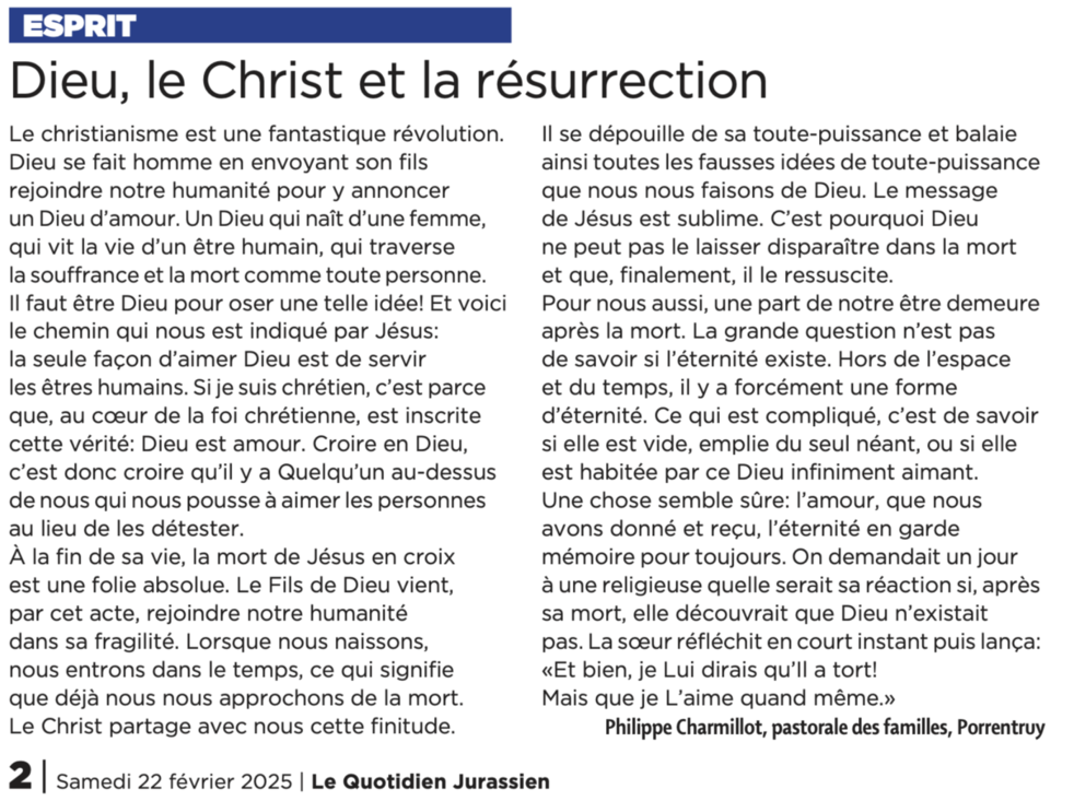 Le billet de Philippe Charmillot, LQJ 22.02.2025