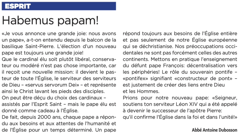 Le billet d'Antoine Duboson, LQJ 11.05.2025