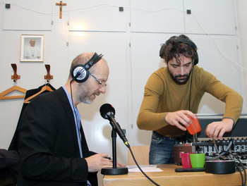 Fabien Hünenberger, le journaliste, et Fatmir Blackaj, l'ingénieur du son