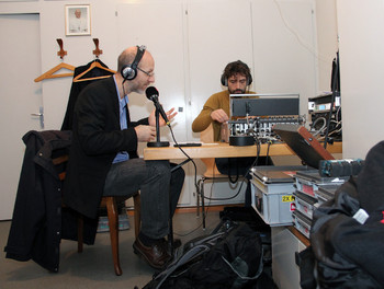 Fabien Hünenberger, le journaliste, et Fatmir Blackaj, l'ingénieur du son