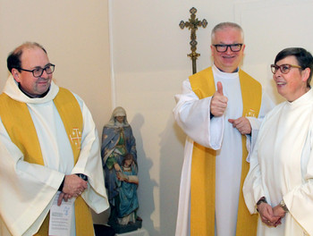 De gauche à droite, l'abbé Dominique Stoltz, l'abbé Feliks Sciborski et Dominique Constanthin