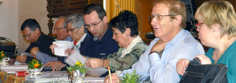 De gauche à droite, Philippe Faivet, Germain Tirole, Hélène Christe, Fabien Chèvre, Elisabeth Bayart, Gérard Fridez, Elisabeth Paupe.
